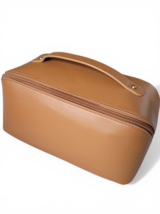 Handbags - Large capacity travel cosmetic bag, gold hardware | Camel